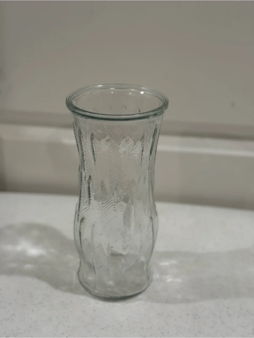 Clear Textured Glass Vase ~ Measurements 9”L x 4” W